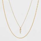 14k Gold Plated Crystal Initial 'f' Pendant Chain Necklace - A New Day Gold