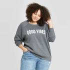 Grayson Threads Women's Plus Size Good Vibes Graphic Sweatshirt - Gray