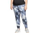 Maternity Plus Size Floral Print Active Leggings With Crossover Panel - Isabel Maternity By Ingrid & Isabel Gray 4x, Women's, Gray Floral
