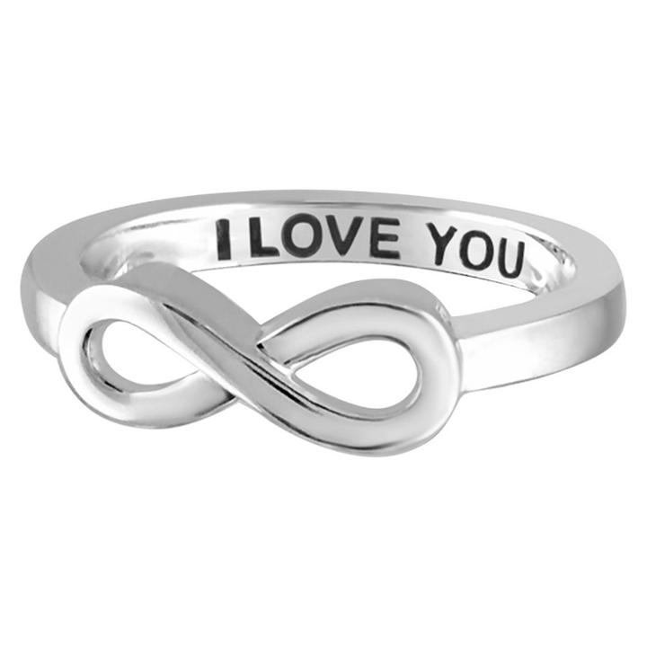 Target Women's Sterling Silver Elegantly Engraved Infinity Ring With I Love You - White