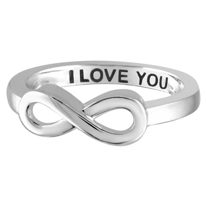 Target Women's Sterling Silver Elegantly Engraved Infinity Ring With I Love You - White