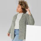 Women's Plus Size Long Sleeve Chenille Open Cardigan - Wild Fable 4x Sea Grass (blue)