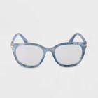 Women's Marble Print Cateye Blue Light Filtering Reading Glasses - A New Day Blue