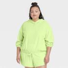 Women's Plus Size Long Sleeve Terry Hooded Shirt - Ava & Viv Green X