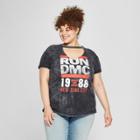 Bravado Women's Run Dmc Plus Size Short Sleeve Neck Cut-out Graphic T-shirt (juniors') Black