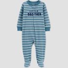 Carter's Just One You Baby Boys' Little Brother' Interlock Footed Pajama - Blue Newborn