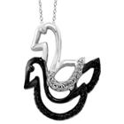 Target Women's Sterling Silver Accent Round-cut Black And White Diamond Pave Set Duck Pendant - White
