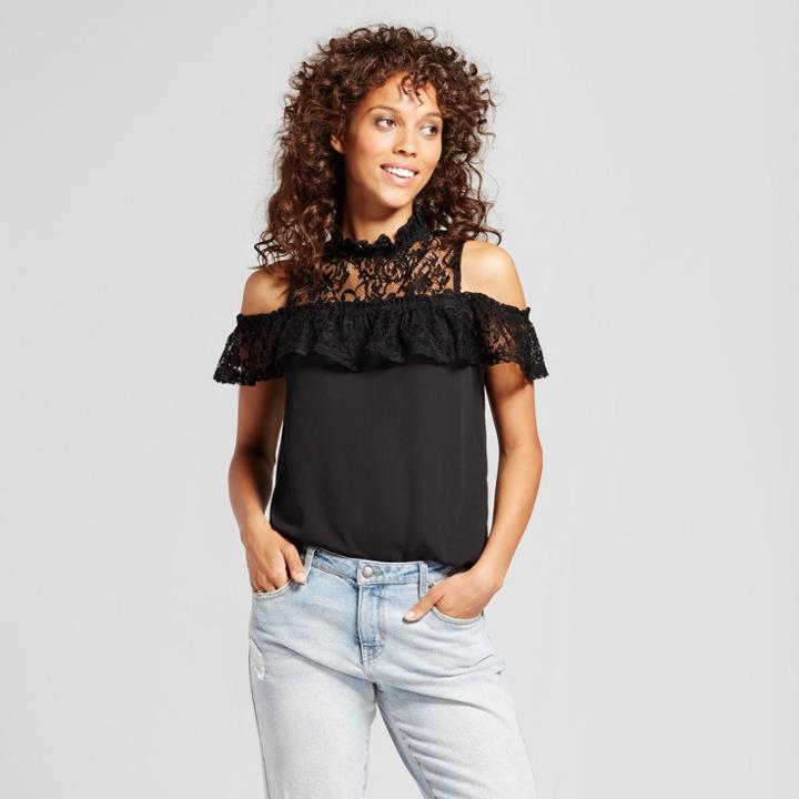Layered With Love Women's Cold Shoulder Lace Ruffle Blouse - Layered With