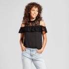 Layered With Love Women's Cold Shoulder Lace Ruffle Blouse - Layered With