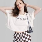 Women's Ascot + Hart Ride The Waves Cropped Short Sleeve Graphic T-shirt - White Xxs