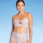 Kona Sol Women's Checked Bandeau Tie-front Bikini Top - Kona