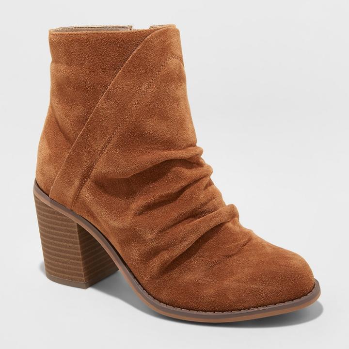 Women's Liddie Microsuede Slouch Booties - Universal Thread Cognac