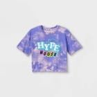 Jerry Leigh Girls' Hype House Cropped Short Sleeve Graphic T-shirt - Purple