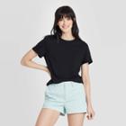 Women's Slim Fit Short Sleeve Cuff T-shirt - A New Day Black