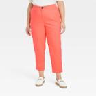 Women's Plus Size High-rise Taper Ankle Pants - Ava & Viv Coral Orange
