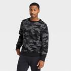 Men's Camo Print Cotton Fleece Crewneck Sweatshirt - All In Motion Black