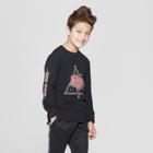 Boys' Long Sleeve Split Hem Graphic T-shirt - Art Class Black