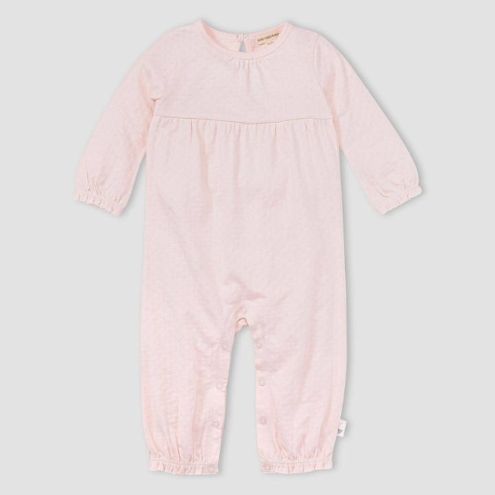 Burt's Bees Baby Girls' Honeycomb Pointelle Jumpsuit - Light Pink Newborn