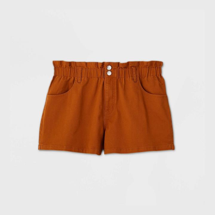 Women's High-rise Button-front Paperbag Jean Shorts - Wild Fable Rust