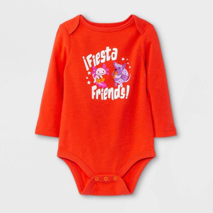 Baby Boys' 'fiesta Friends' Long Sleeve Bodysuit - Cat & Jack Red Newborn