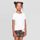 Girls' Side Tie T-shirt - Art Class White