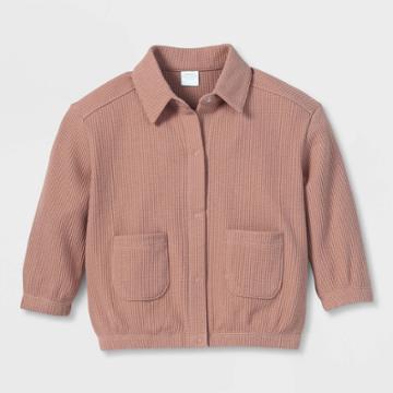 Grayson Collective Toddler Girls' Thermal Shacket - Rust