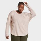 Women's Plus Size Drop Shoulder Long Sleeve T-shirt - All In Motion Heather Oatmeal 2x, Grey Oatmeal