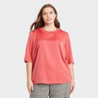Women's Plus Size Elbow Sleeve Silky Top - Who What Wear Pink