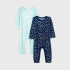 Baby Girls' 2pk Dot Long Sleeve Romper - Cat & Jack Blue Newborn