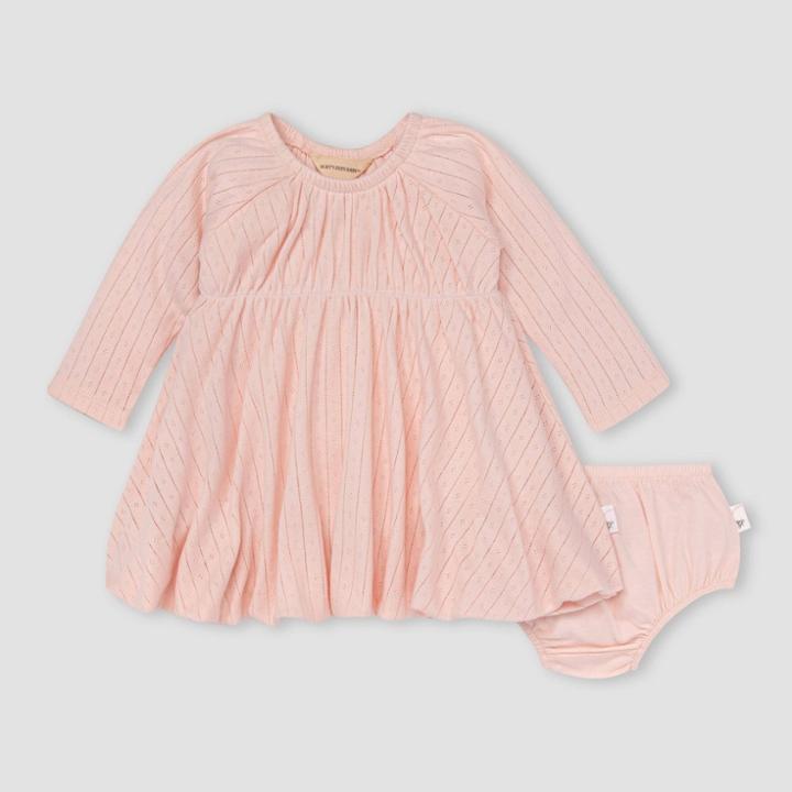 Burt's Bees Baby Baby Girls' Pointelle Dress & Diaper Cover Set - Light Pink