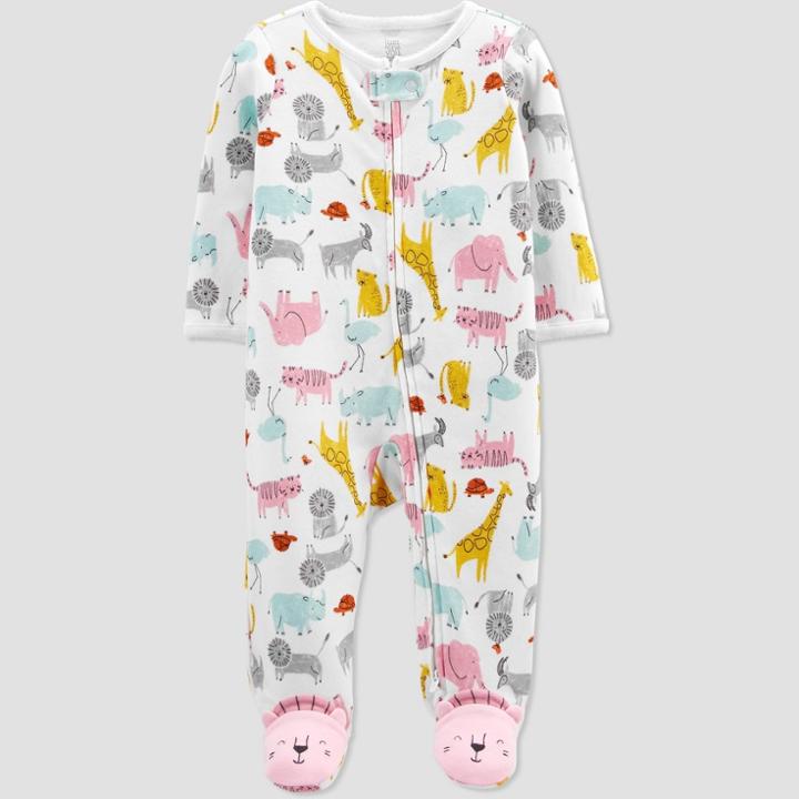 Baby Girls' Safari Interlock Footed Pajama - Just One You Made By Carter's Newborn
