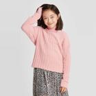 Girls' Ribbed Mock Neck Sweater - Art Class Peach Xs, Girl's, Pink