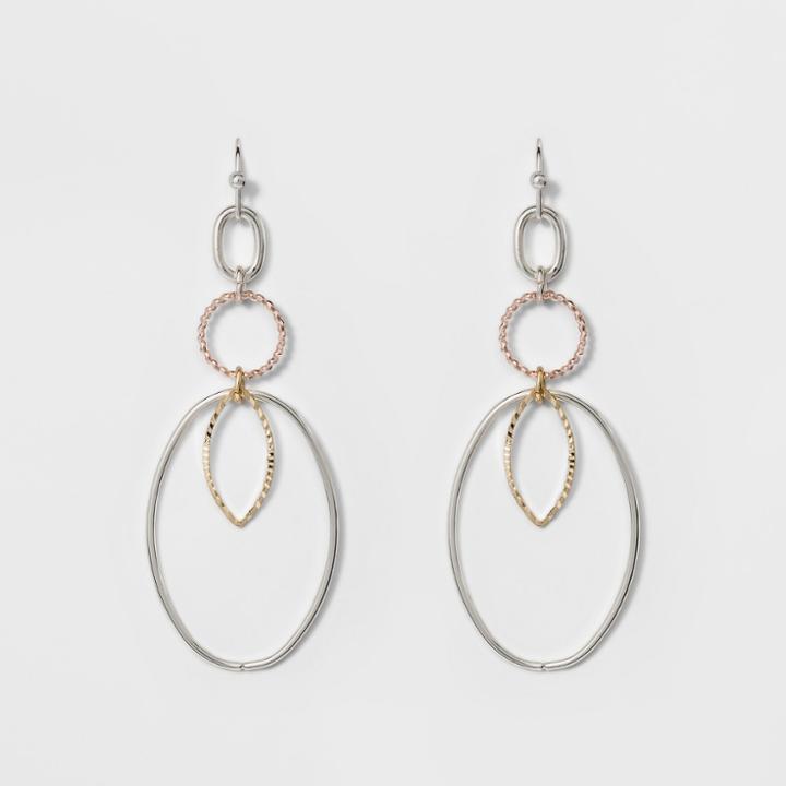 Target Thin Wire Ovals Earrings - A New Day Silver/rose Gold
