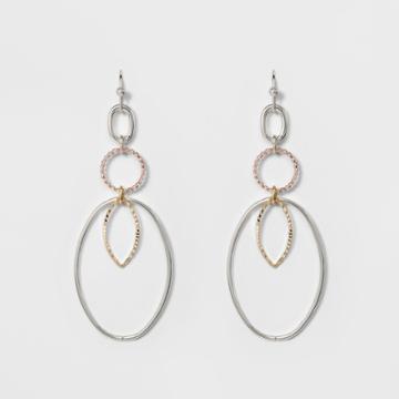 Target Thin Wire Ovals Earrings - A New Day Silver/rose Gold