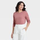 Women's Long Sleeve Supima T-shirt - A New Day Pink