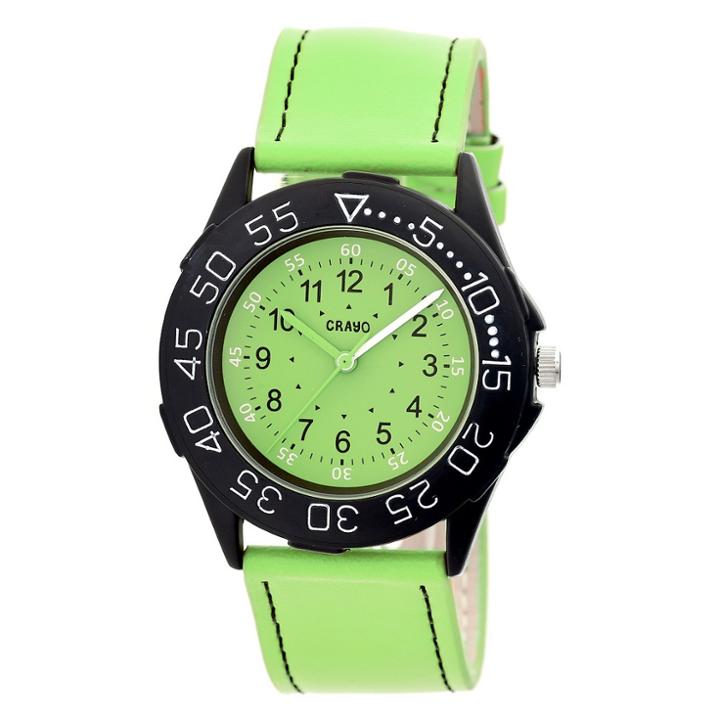 Women's Crayo Fun Leather Strap Watch-lime,