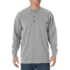 Dickies Men's Big & Tall Cotton Heavyweight Long Sleeve Pocket Henley Shirt- Heather Gray Xl Tall,