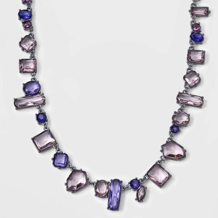 Color Crystal Statement Necklace - A New Day Violet, Purple