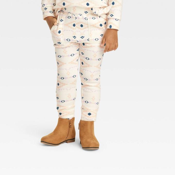 Grayson Mini Toddler Girls' Geometric Jogger Pants - White