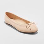 Women's Wide Width Hope Elastic Band Round Toe Mary Jane Ballet Flats - A New Day Honey Beige 9.5w,
