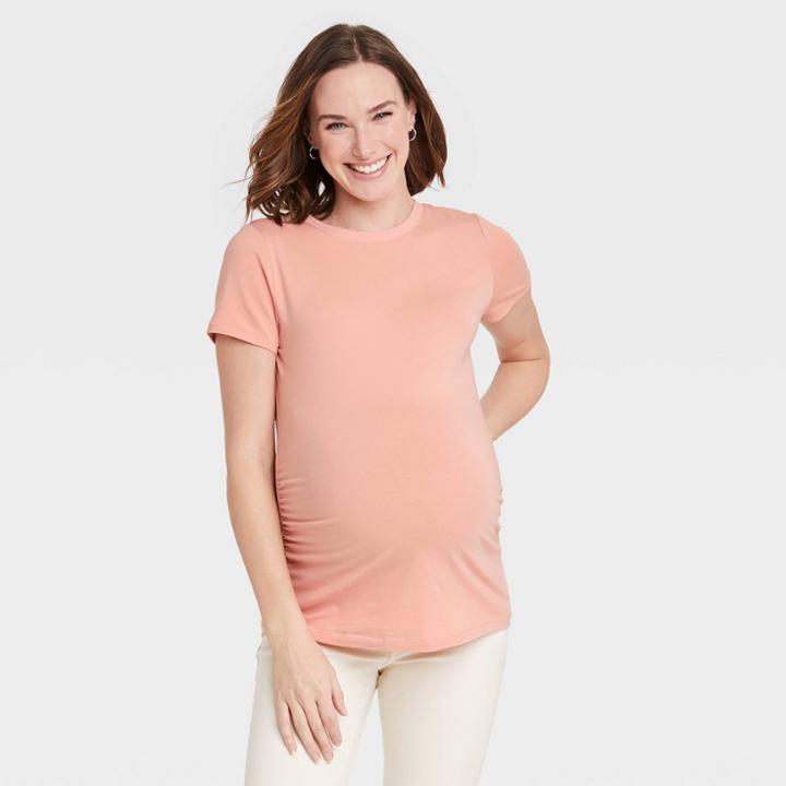 Short Sleeve Jersey Maternity T-shirt - Isabel Maternity By Ingrid & Isabel Coral Pink