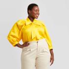 Women's Plus Size Puff Long Sleeve Bow Blouse - Who What Wear Yellow