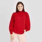 Women's Ruffle Long Sleeve Blouse - A New Day Red