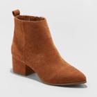 Women's Valerie Microsuede City Ankle Bootie - A New Day Cognac