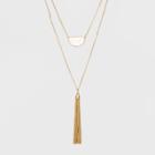 Two Rows, Half Moon Shape, And Tassel Long Necklace - A New Day Gold