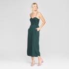 Women's Velvet Top Bra Cup Strappy Jumpsuit - Xhilaration Green