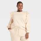Women's Plus Size Puff Sleeve Sweatshirt - Who What Wear Cream
