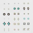 Target Eighteen Pack With Hamsa, Bird And Simulated Matrix Stone Earring Set -
