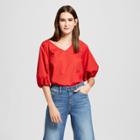 Women's Balloon Sleeve Blouse - Mossimo Red