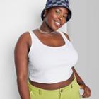 Women's Plus Size Slim Fit Cropped Tiny Tank Top - Wild Fable White